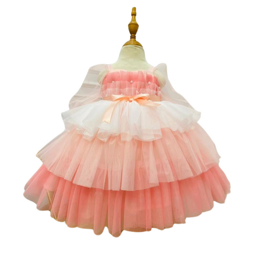 Cotton Candy Sheer Sleeve Tulle Dress