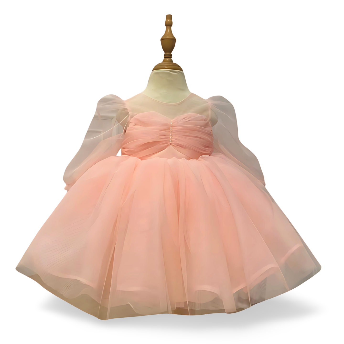 Elegant Pastel Pink Sheer Sleeve Dress - Mila Raine