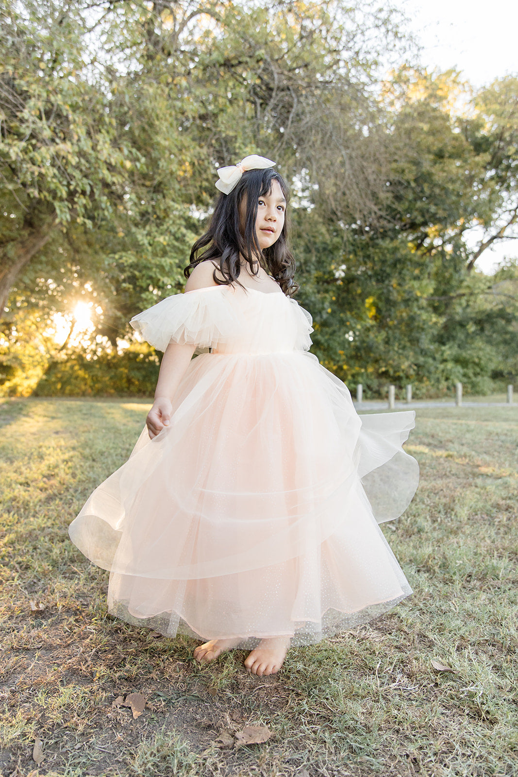 Ethereal Peach Sparkle Dress - Mila Raine