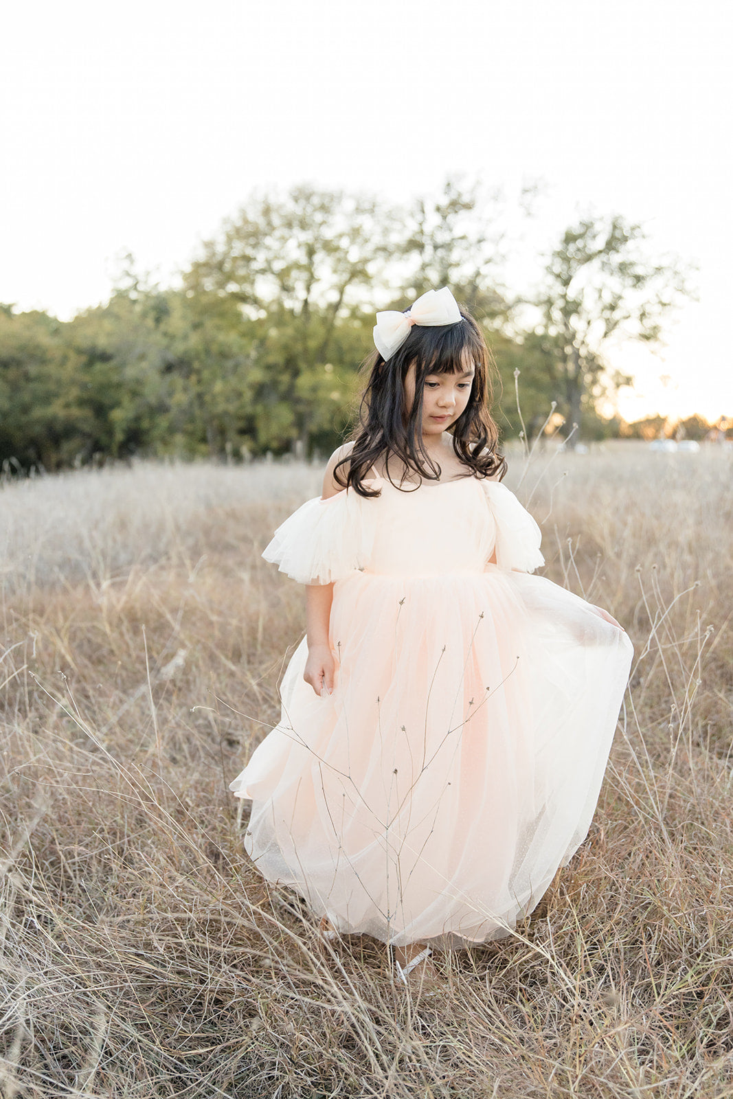 Ethereal Peach Sparkle Dress - Mila Raine