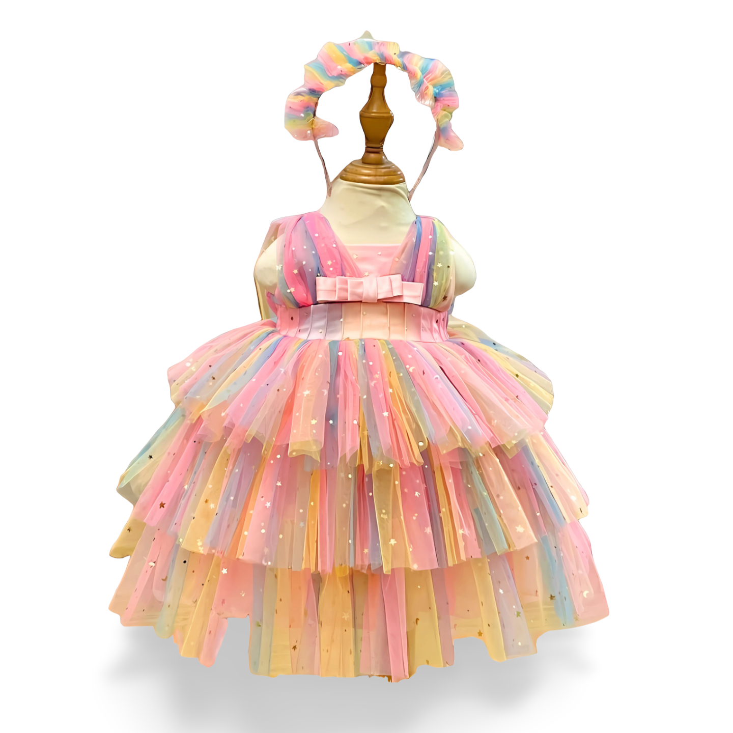 Rainbow Shimmer Mesh Dress - Mila Raine