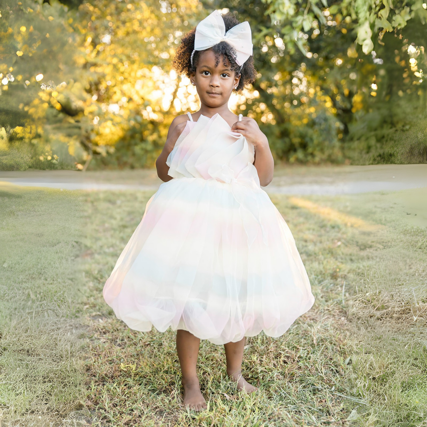 Cloud Puff Pearl Strap Dress - Mila Raine