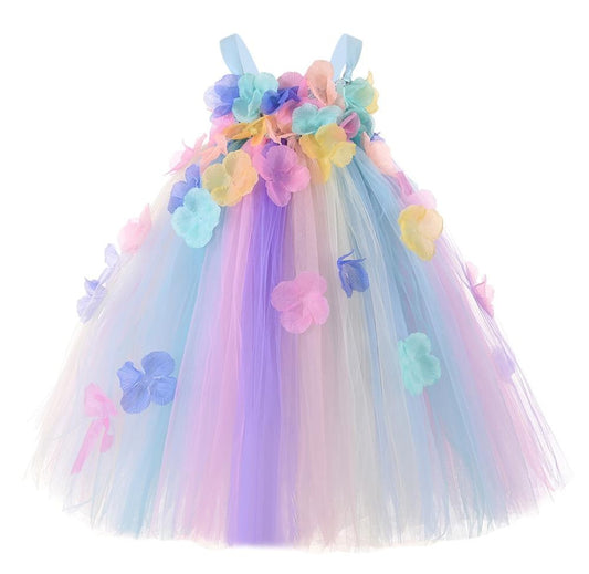 Pastel Fairy Tulle Dress with flowers 