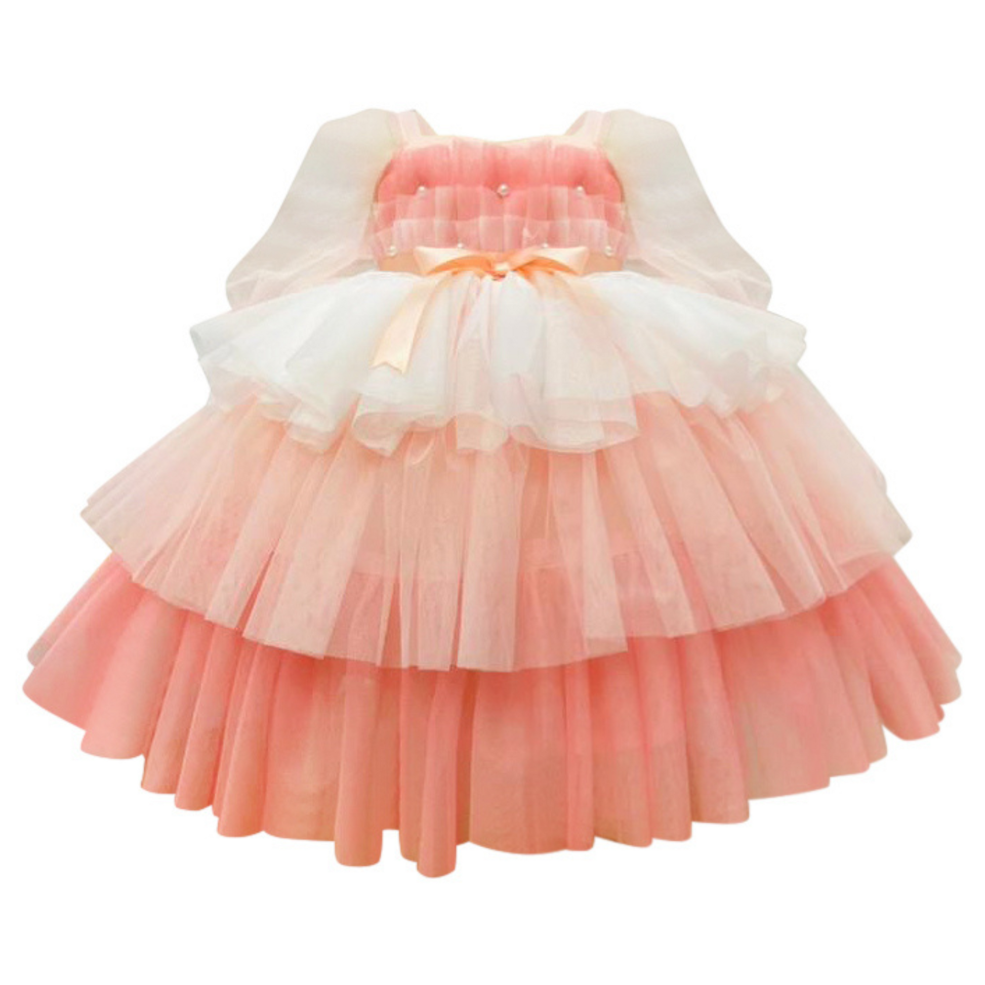 Cotton Candy Sheer Sleeve Tulle Dress - Mila Raine 