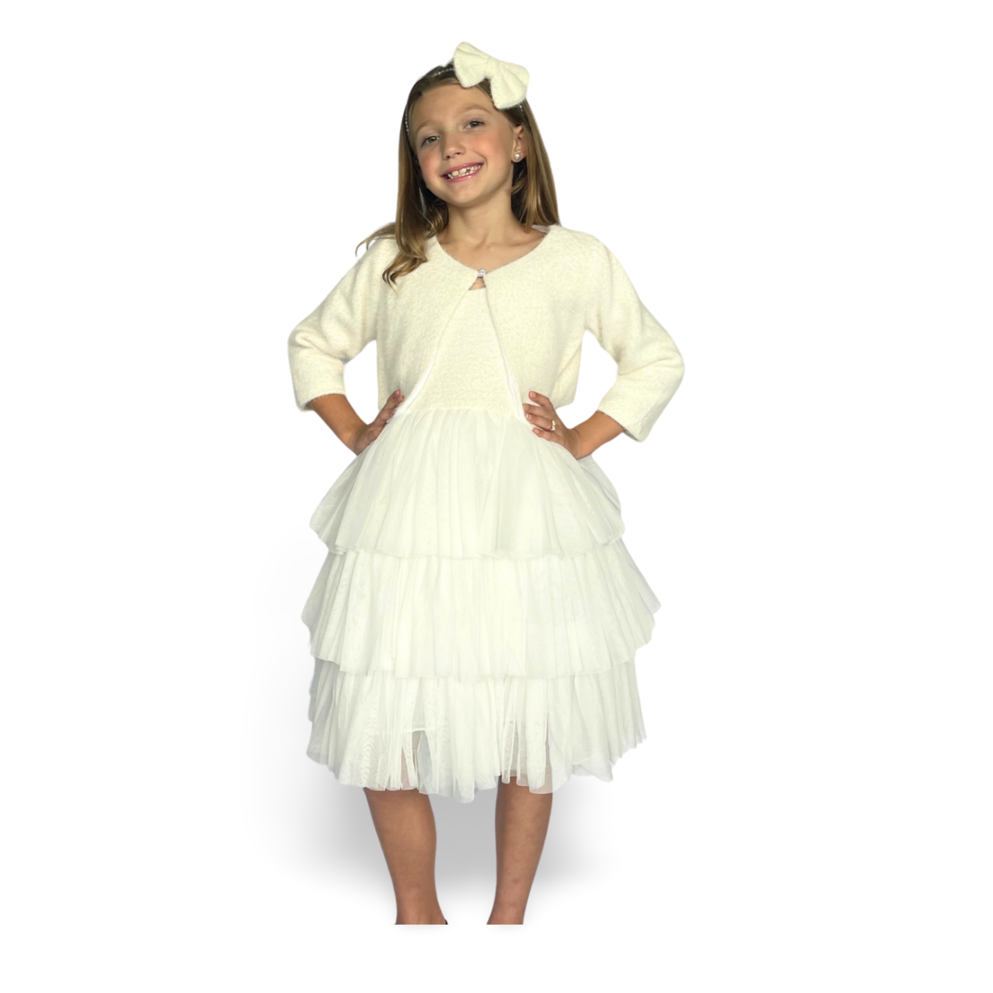 Ivory Frost Dress & Jacket - Mila Raine 