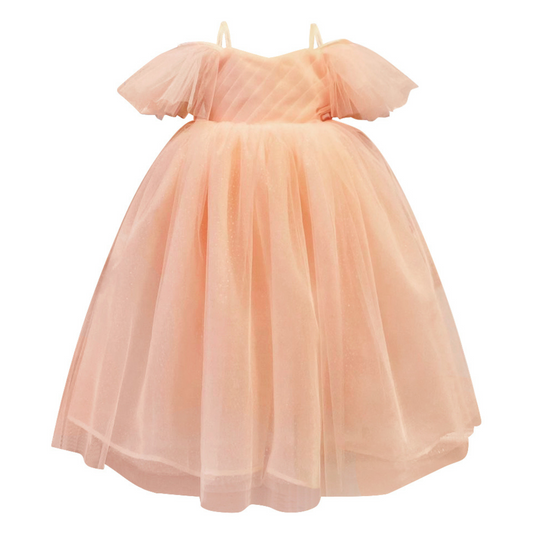 Ethereal Peach Sparkle Dress - Mila Raine 