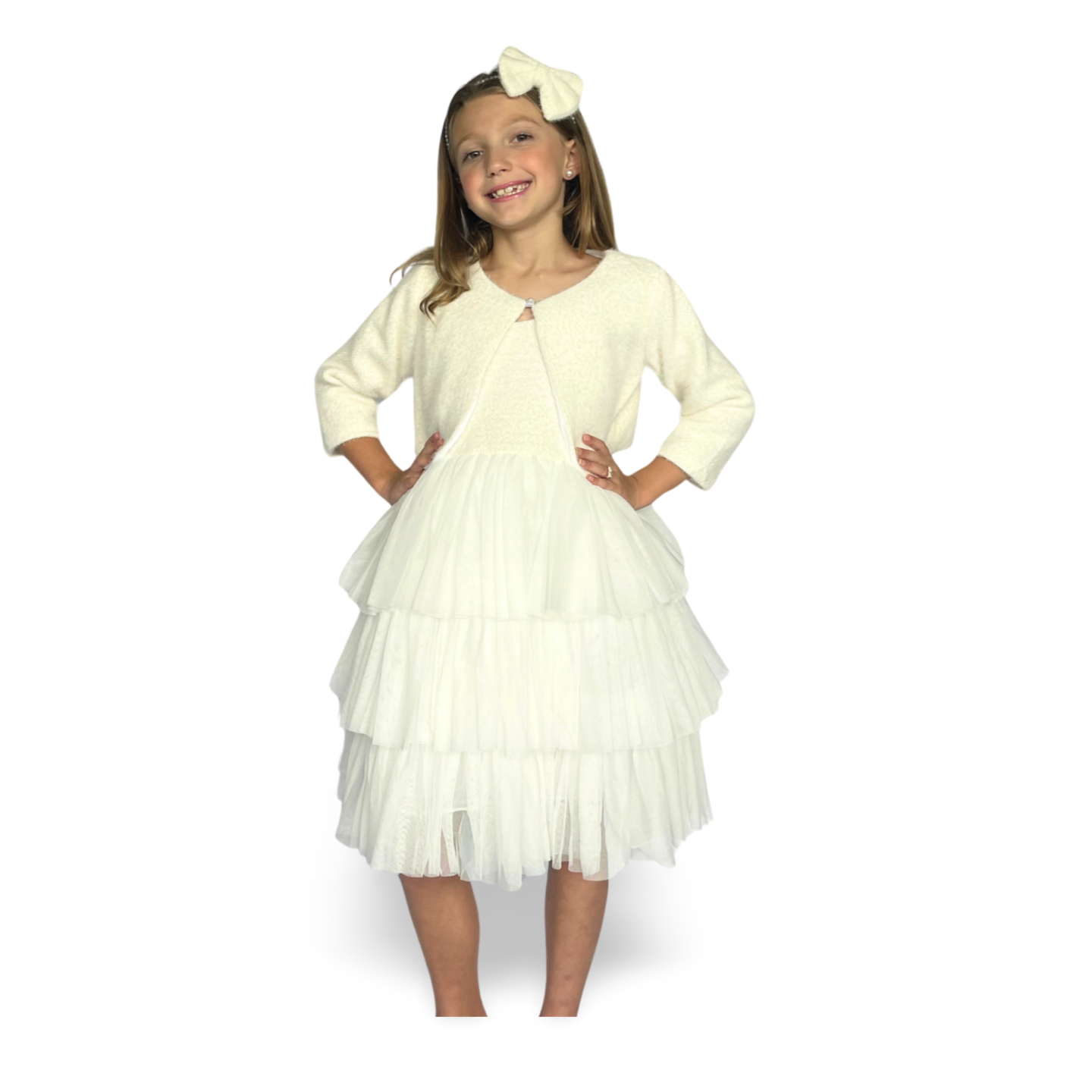 Ivory Frost Dress & Jacket - Mila Raine 