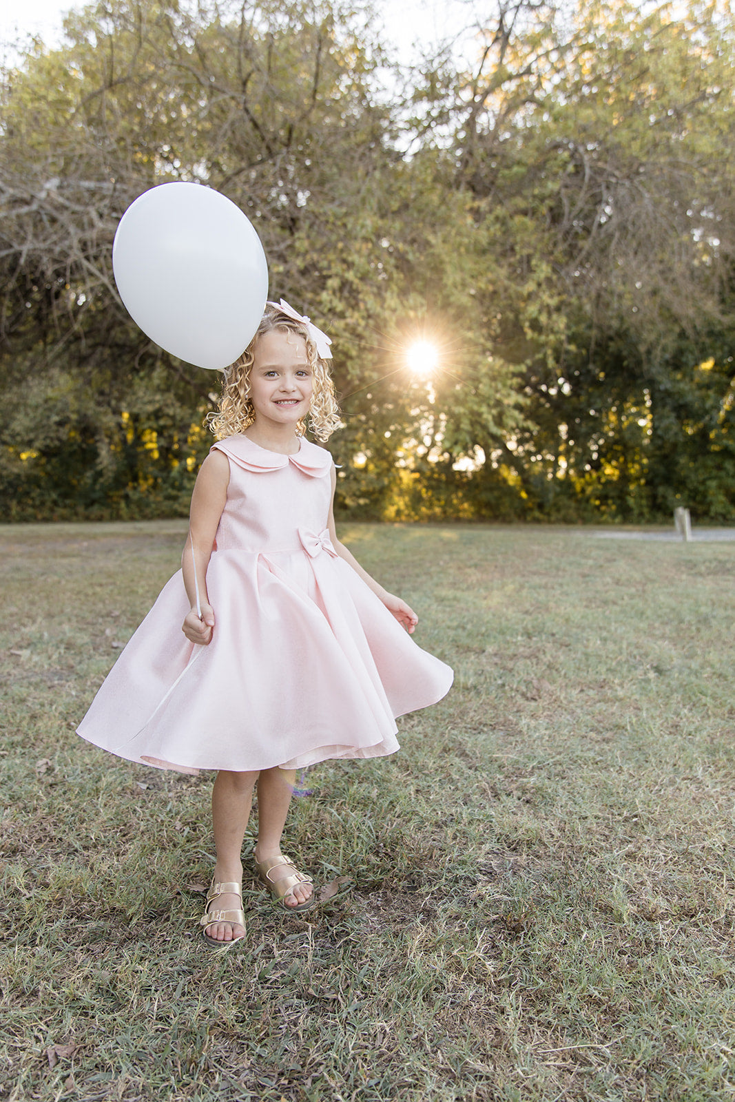 Pink Satin Collar Dress - Mila Raine 