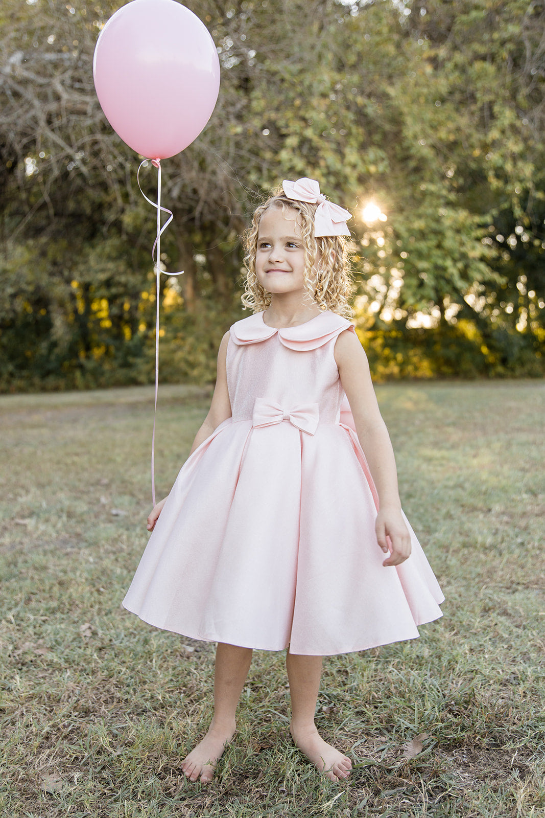 Pink Satin Collar Dress - Mila Raine 