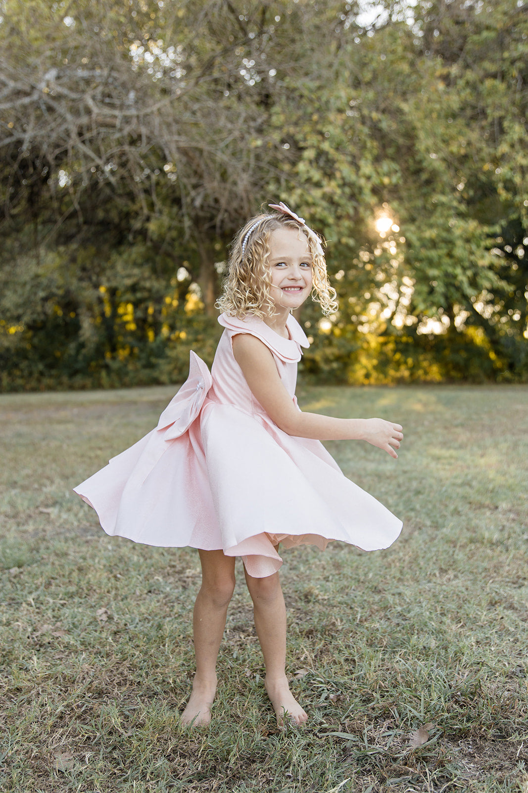 Pink Satin Collar Dress - Mila Raine 