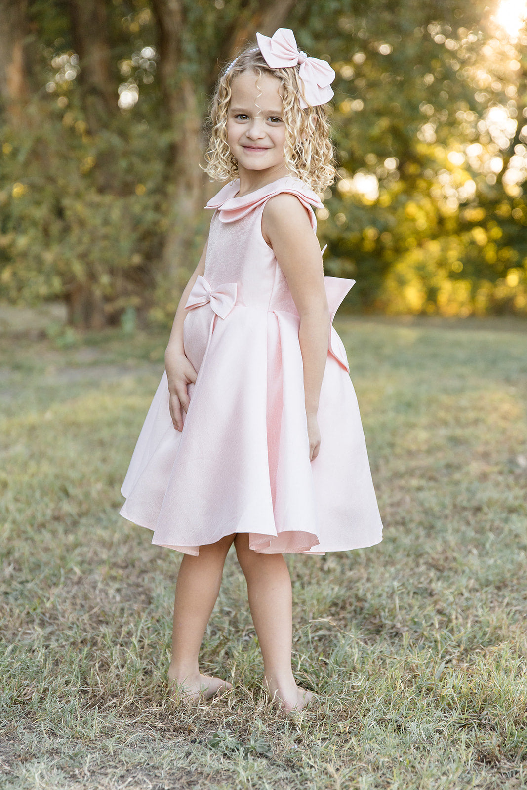 Pink Satin Collar Dress - Mila Raine 