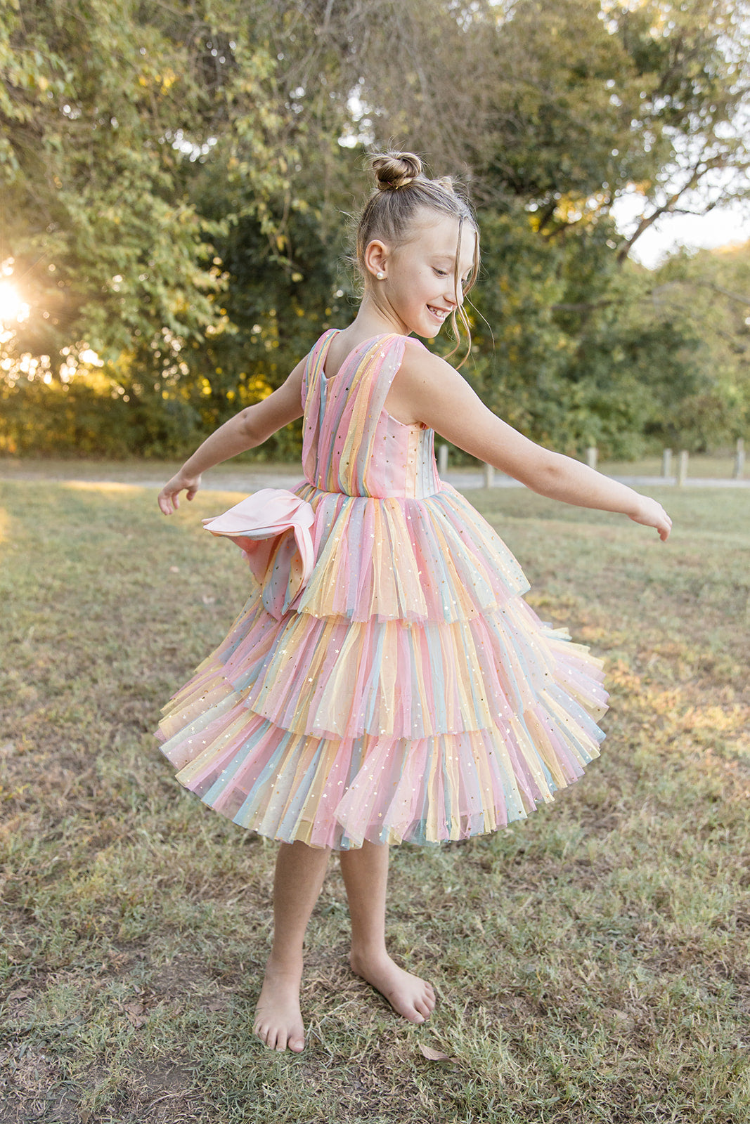 Rainbow Shimmer Mesh Dress - Mila Raine 