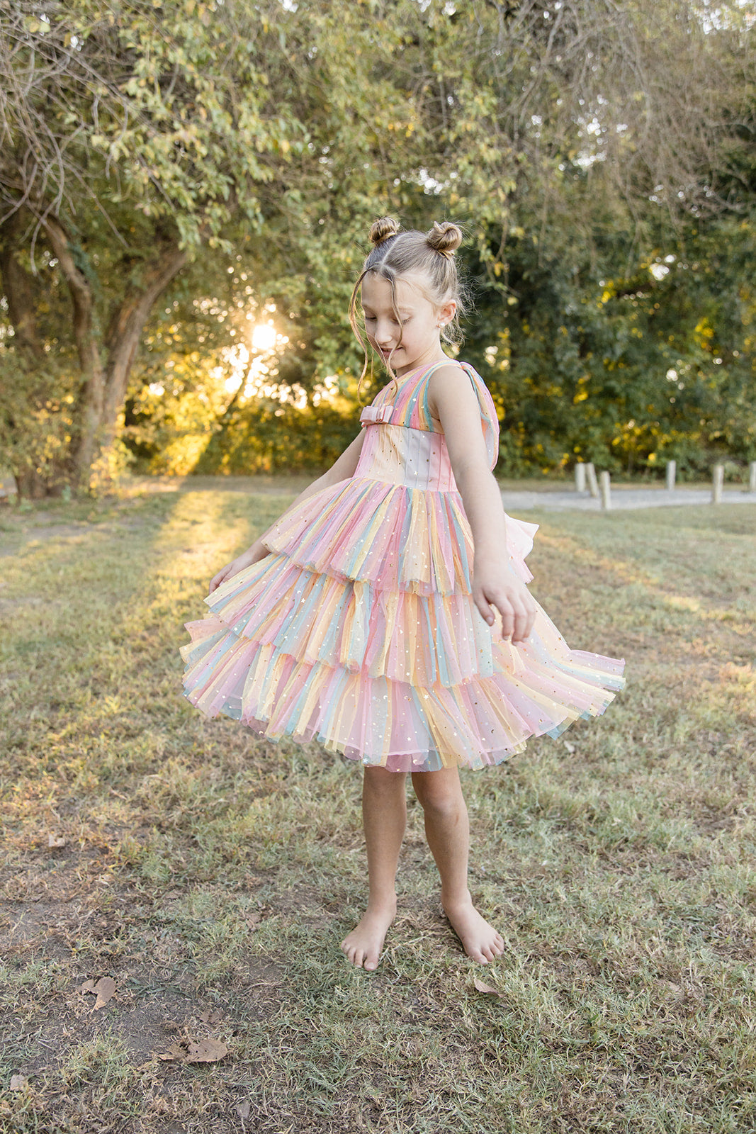 Rainbow Shimmer Mesh Dress - Mila Raine 