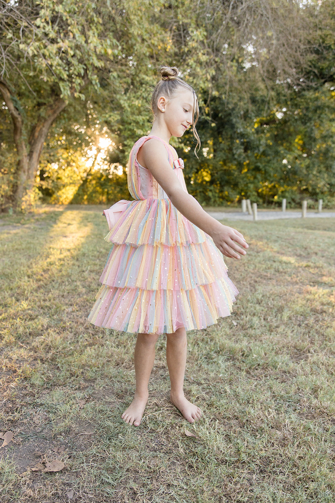 Rainbow Shimmer Mesh Dress - Mila Raine 