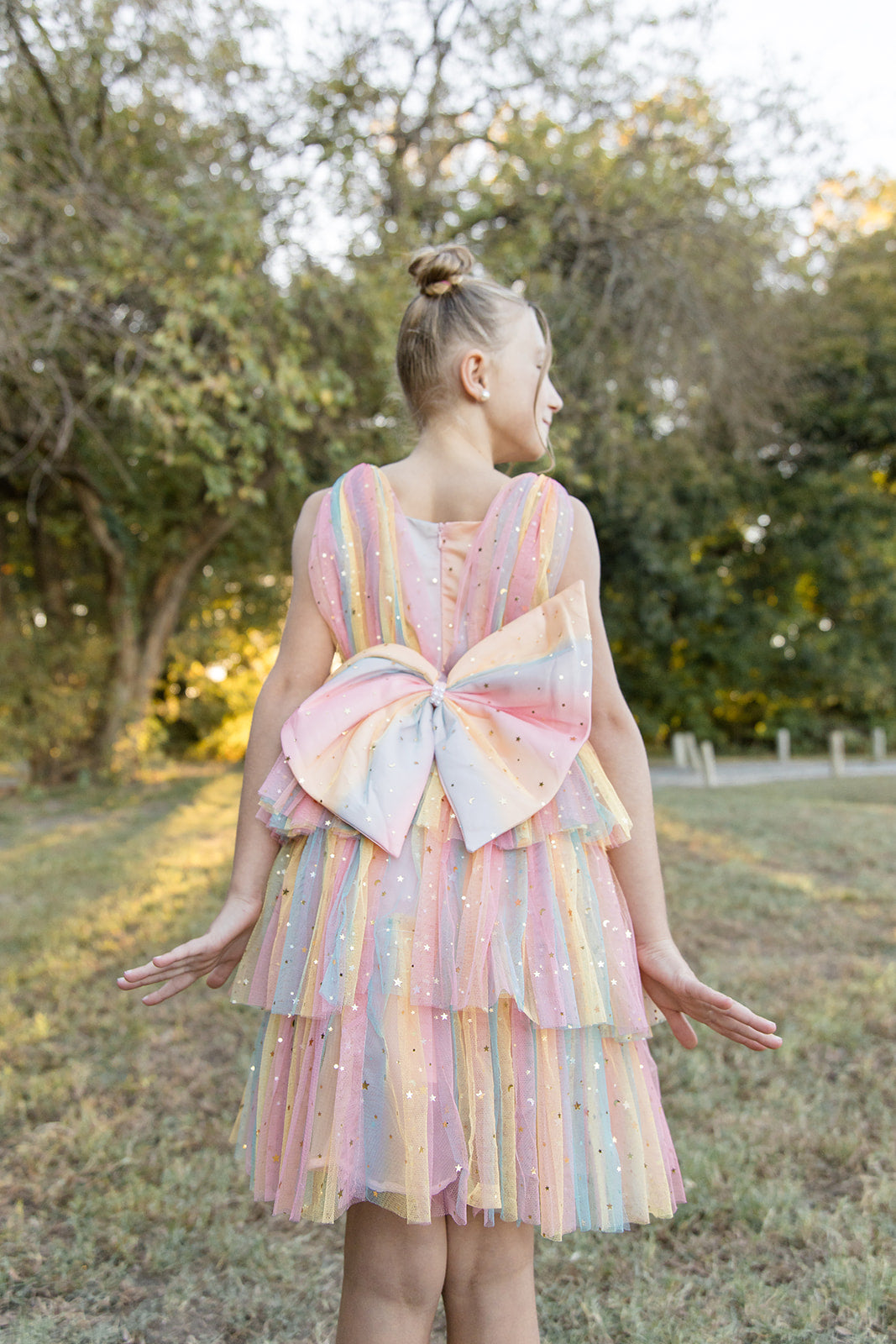 Rainbow Shimmer Mesh Dress - Mila Raine 