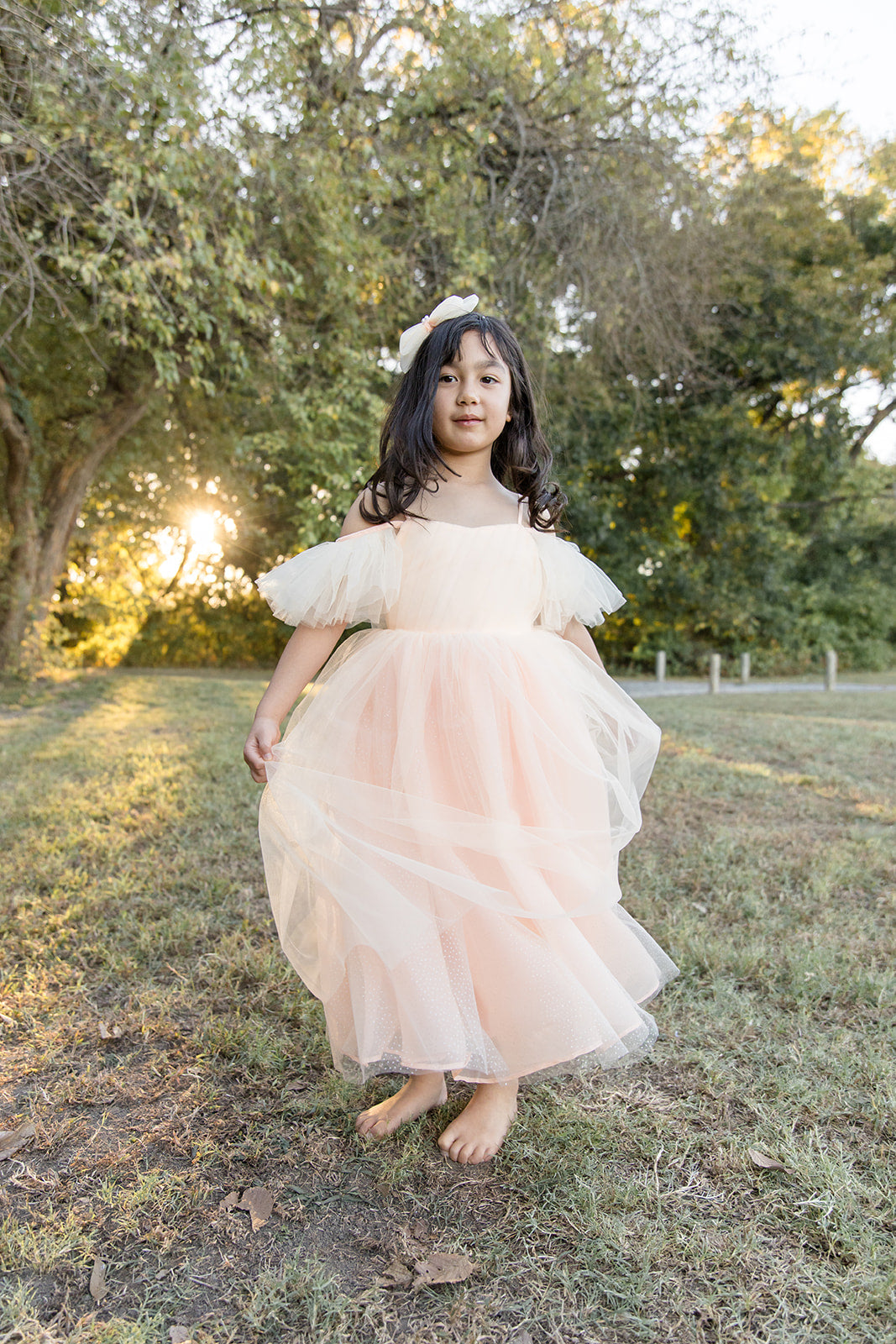 Ethereal Peach Sparkle Dress - Mila Raine 