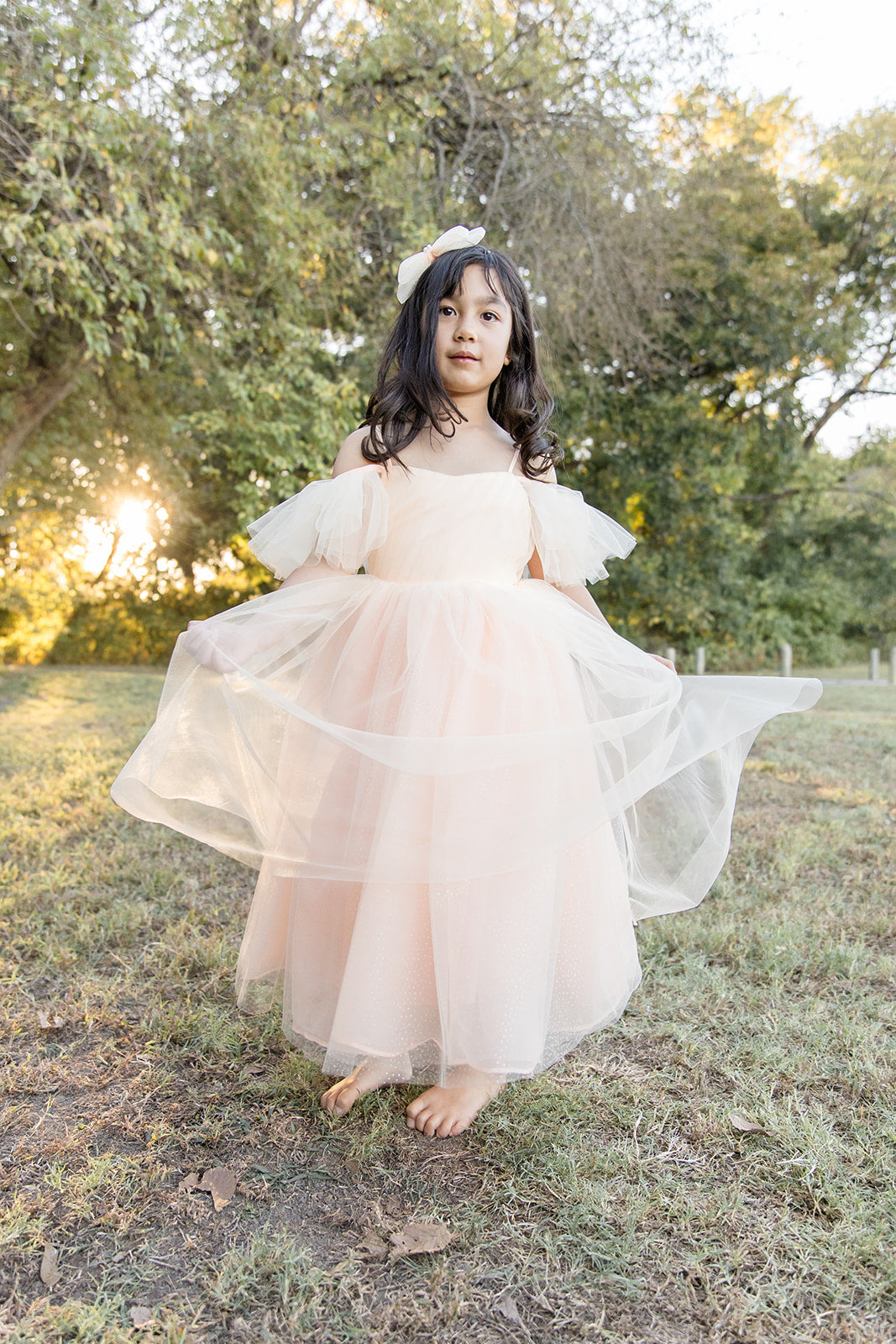 Ethereal Peach Sparkle Dress - Mila Raine 