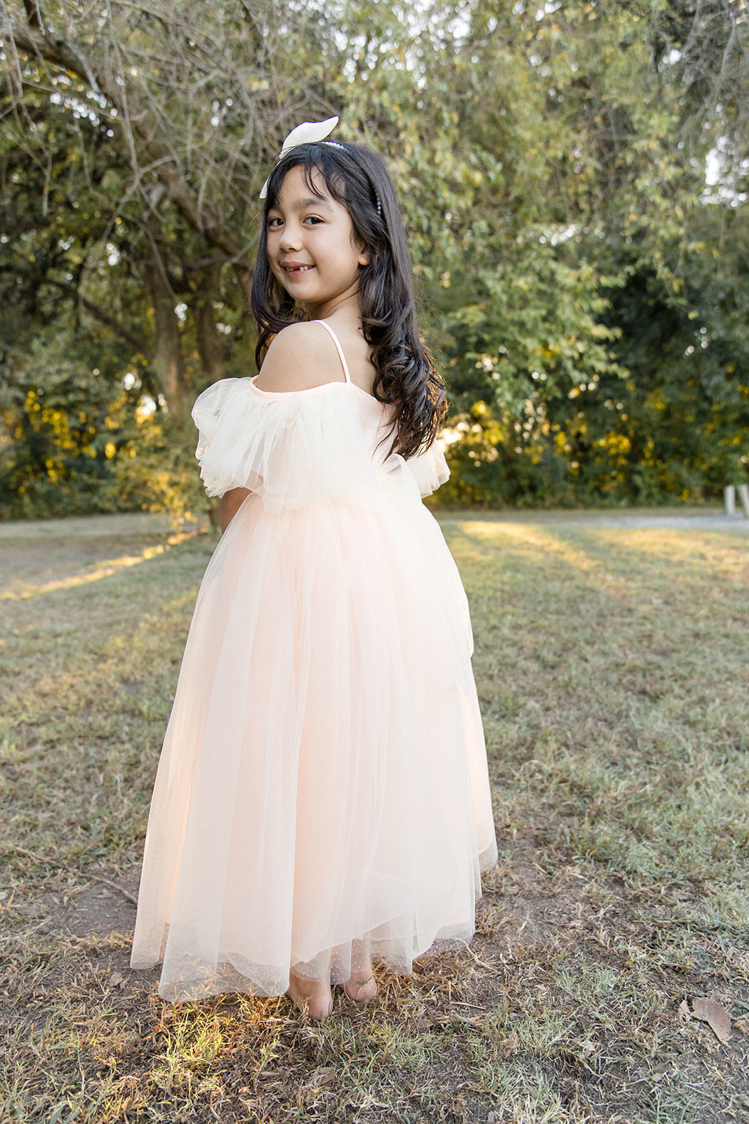 Ethereal Peach Sparkle Dress - Mila Raine 