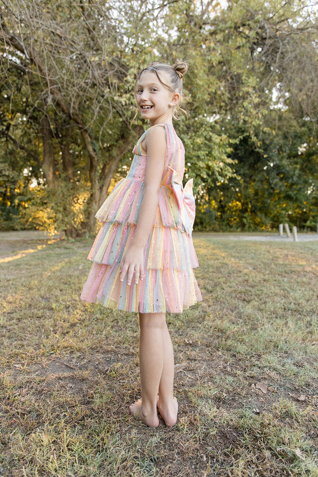 Rainbow Shimmer Mesh Dress - Mila Raine 