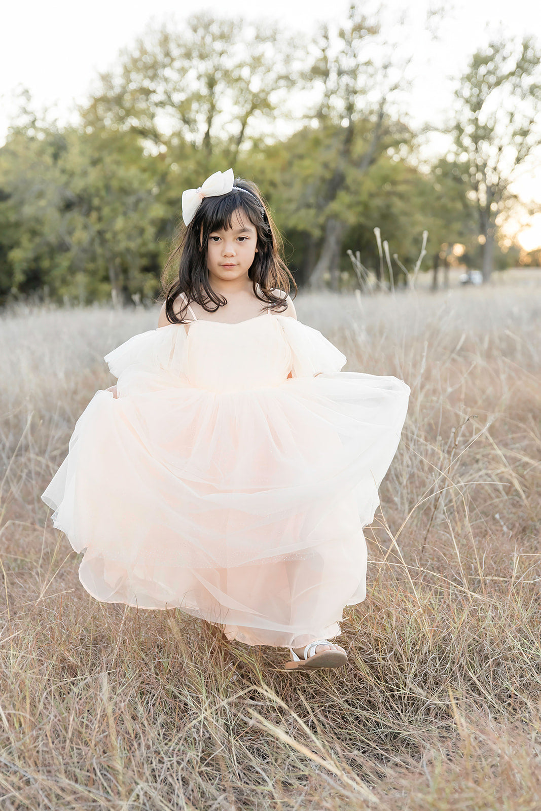 Ethereal Peach Sparkle Dress - Mila Raine 