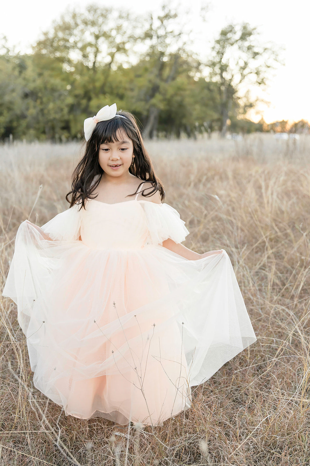 Ethereal Peach Sparkle Dress - Mila Raine 