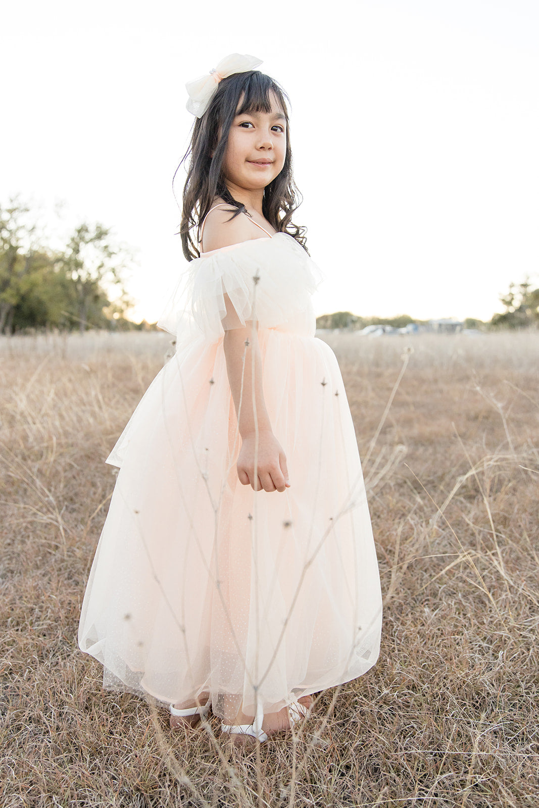Ethereal Peach Sparkle Dress - Mila Raine 