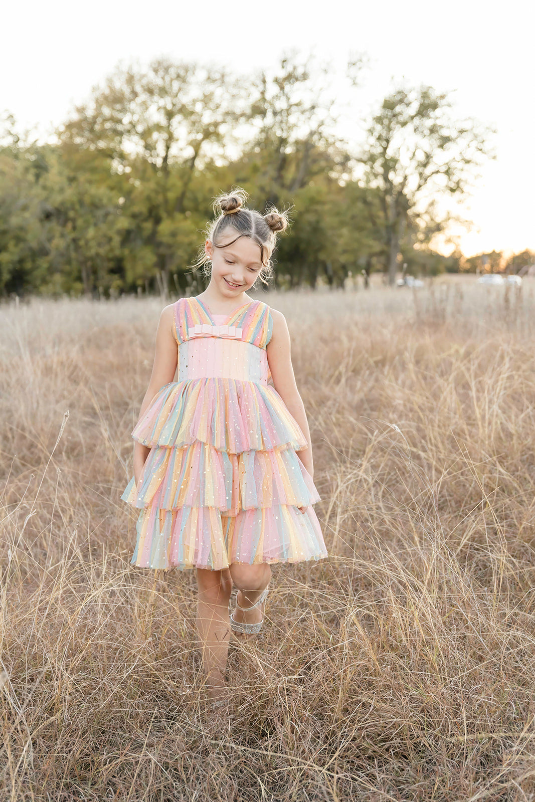 Rainbow Shimmer Mesh Dress - Mila Raine 