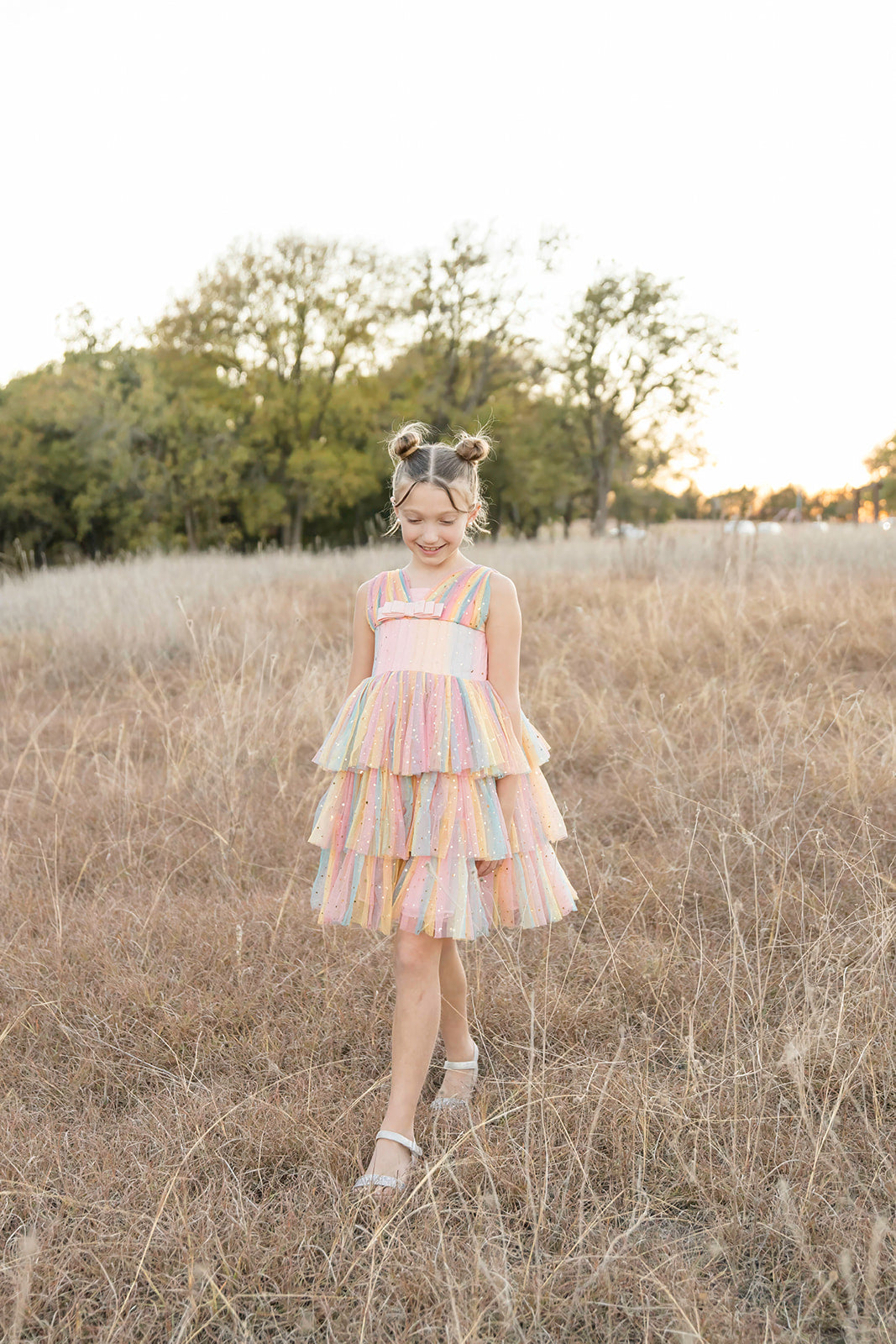Rainbow Shimmer Mesh Dress - Mila Raine 