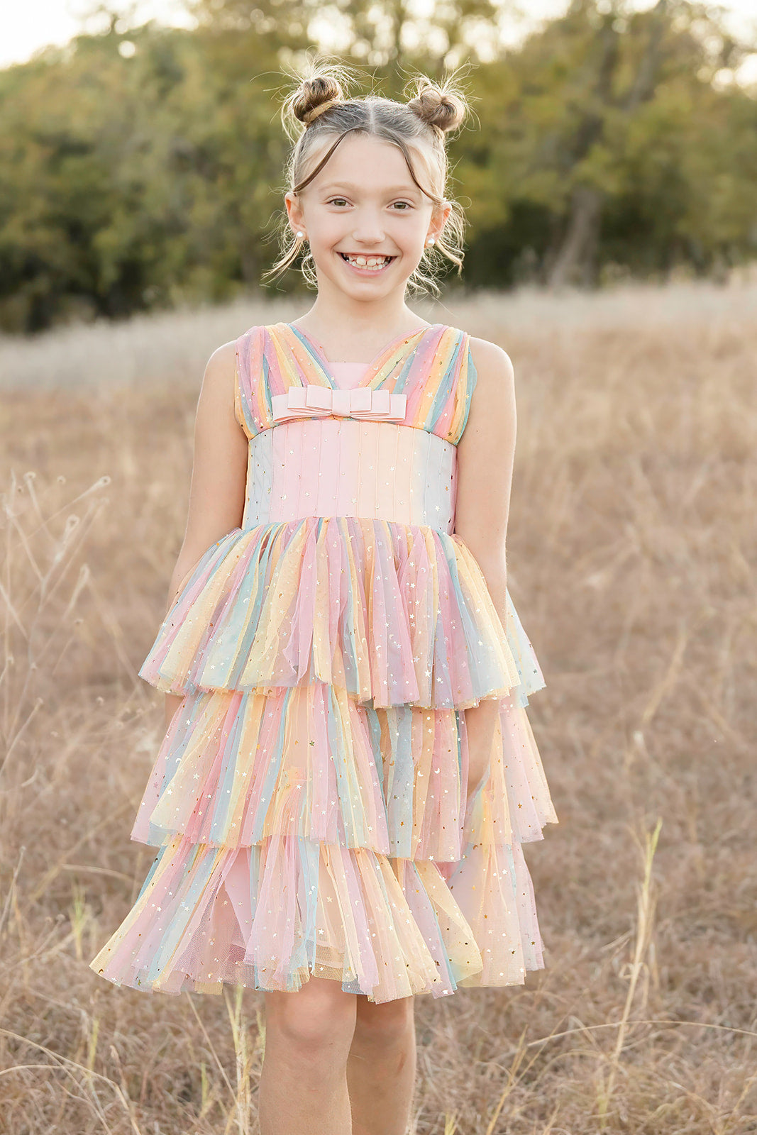 Rainbow Shimmer Mesh Dress - Mila Raine 