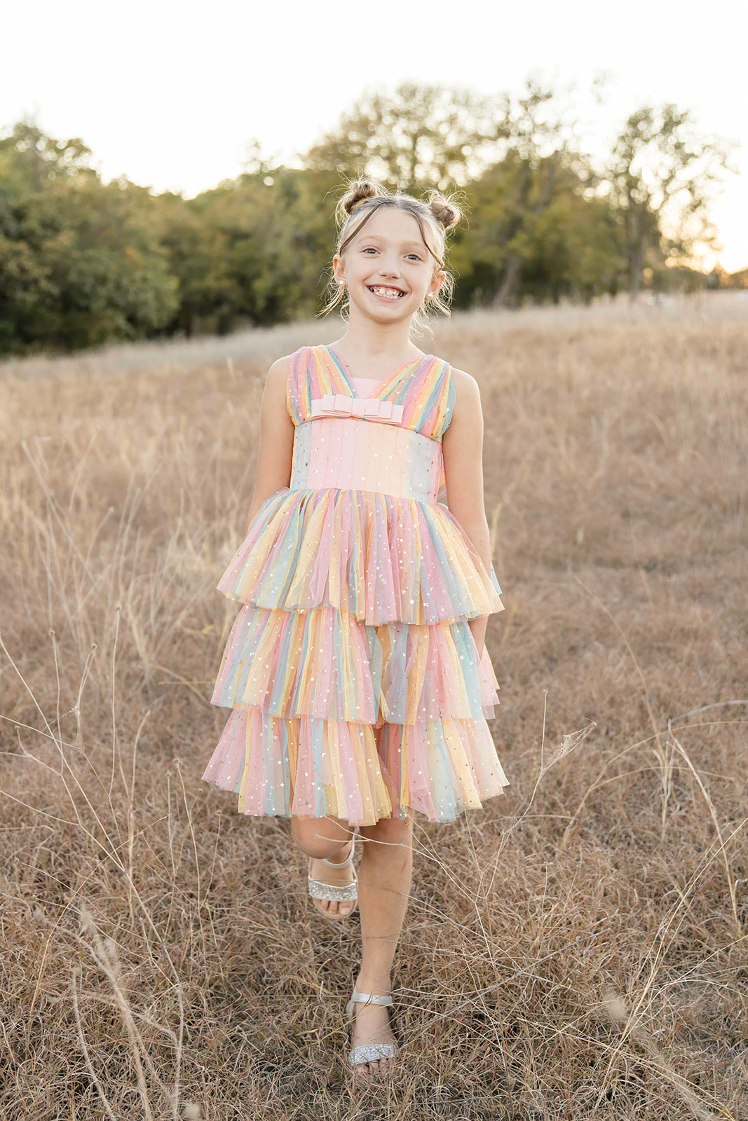 Rainbow Shimmer Mesh Dress - Mila Raine 