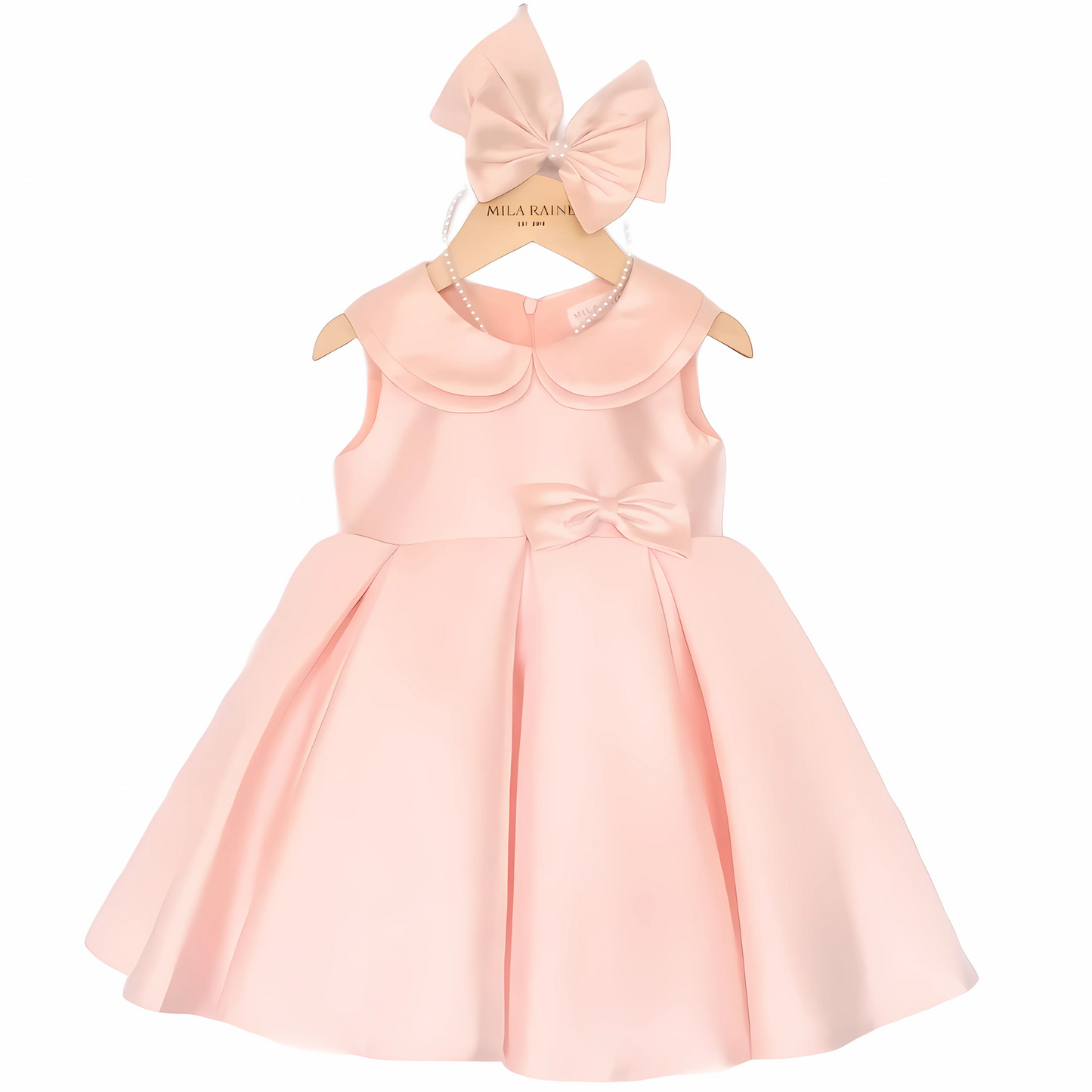 Pink Satin Collar Dress - Mila Raine  - #tag1# - #tag3# - #tag2# - #tag4#
