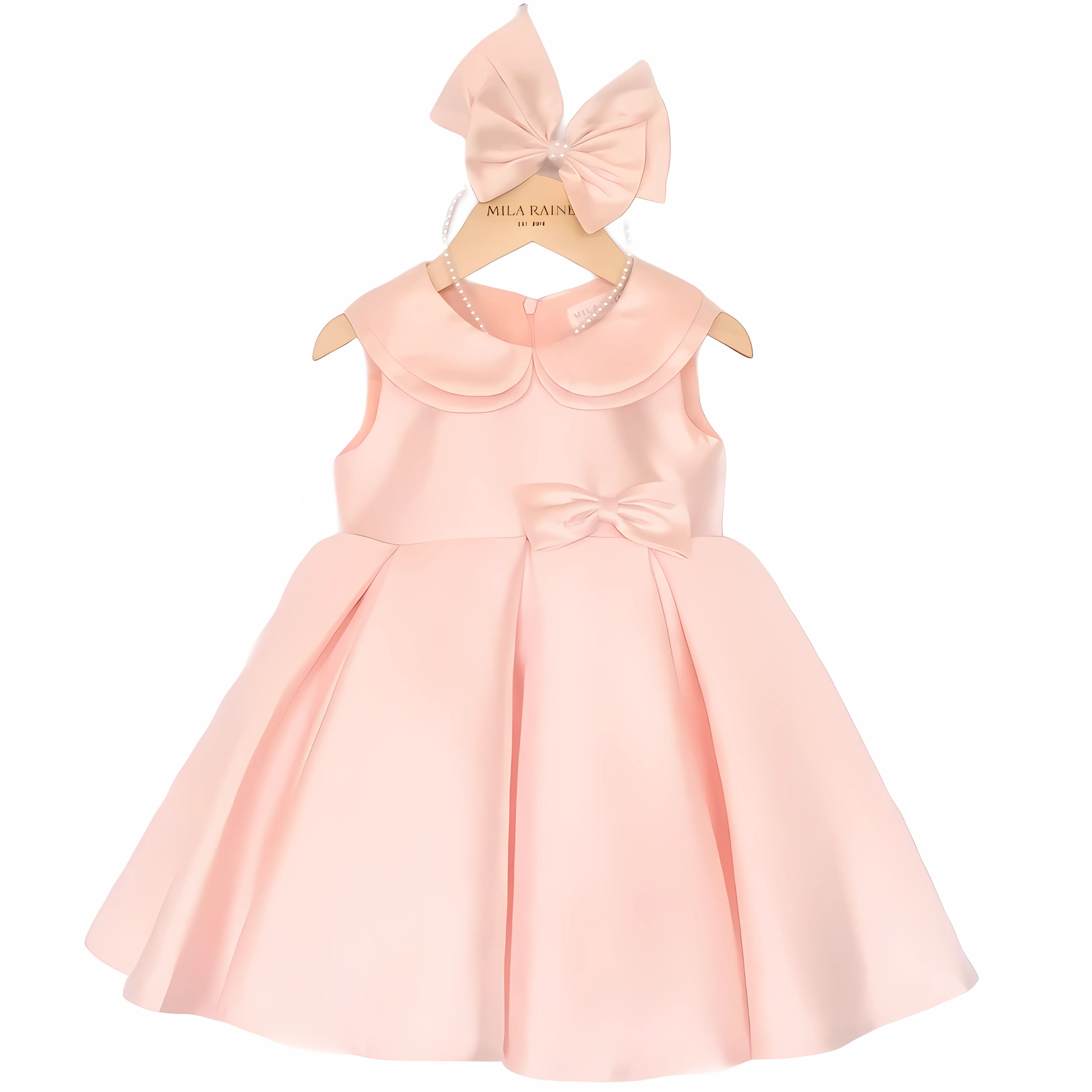 Pink Satin Collar Dress - Mila Raine  - #tag1# - #tag3# - #tag2# - #tag4#