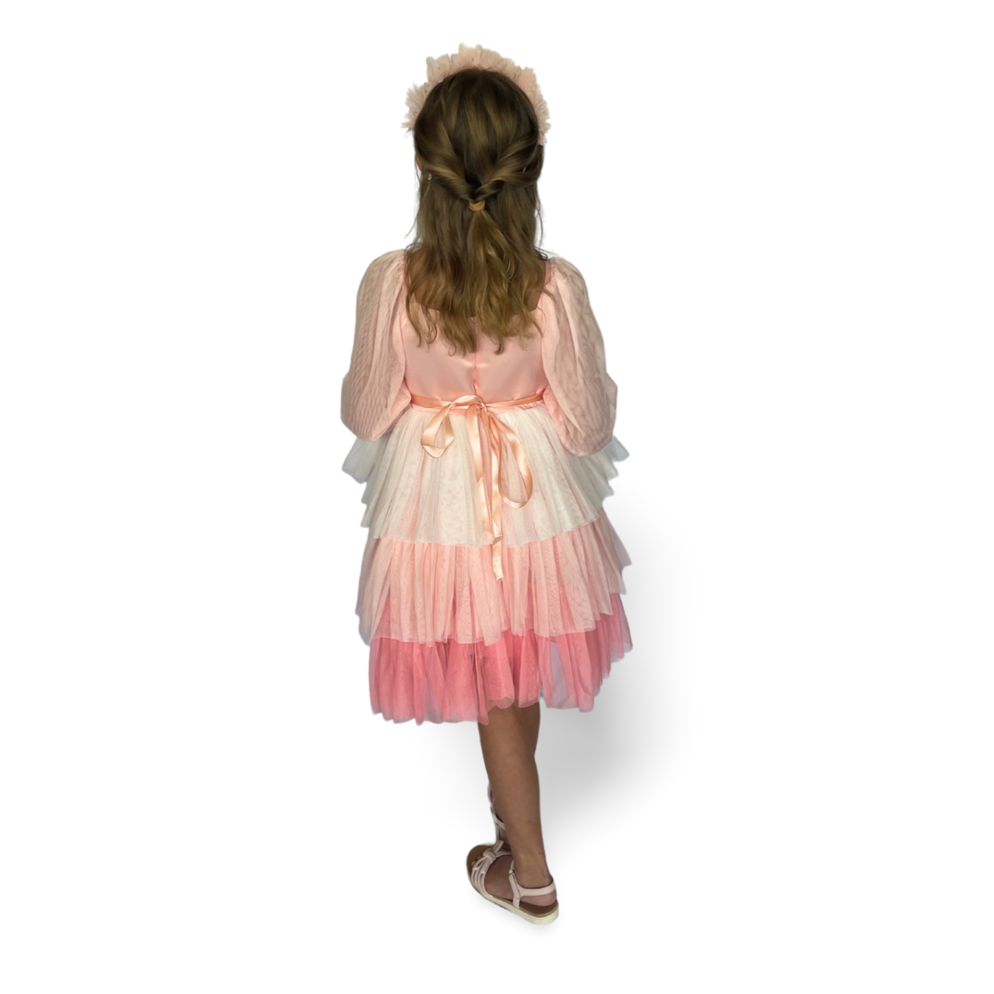 Cotton Candy Sheer Sleeve Tulle Dress - Mila Raine 